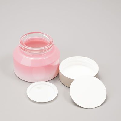 Tarro de vidrio para crema en color rosa