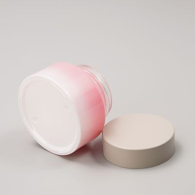 Tarro de vidrio para crema en color rosa
